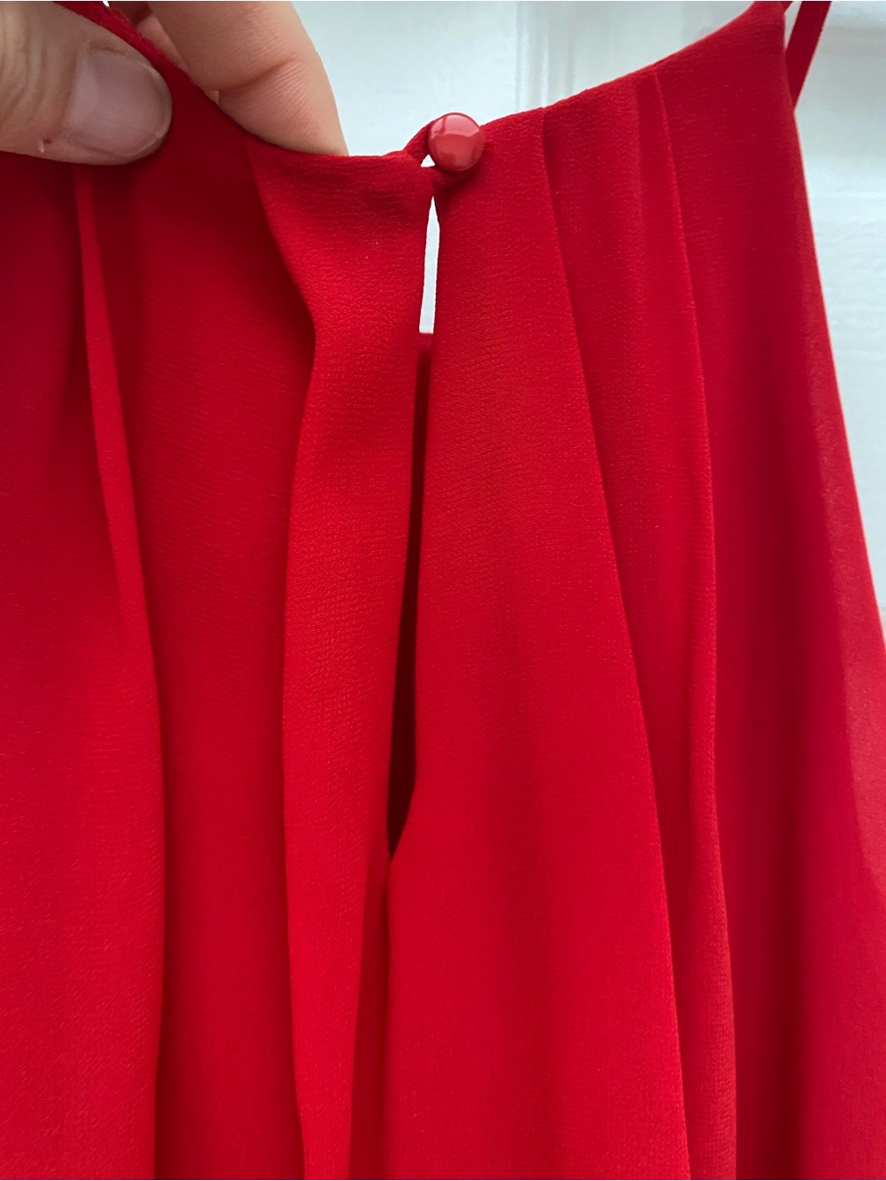 Lush Red Halter Mini Dress with Elastic Waistline and Flowy Skirt - Large - Picture 6 of 6